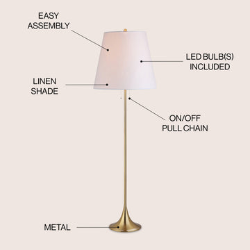 Amelia 63" Metal LED Floor Lamp - JONATHAN Y